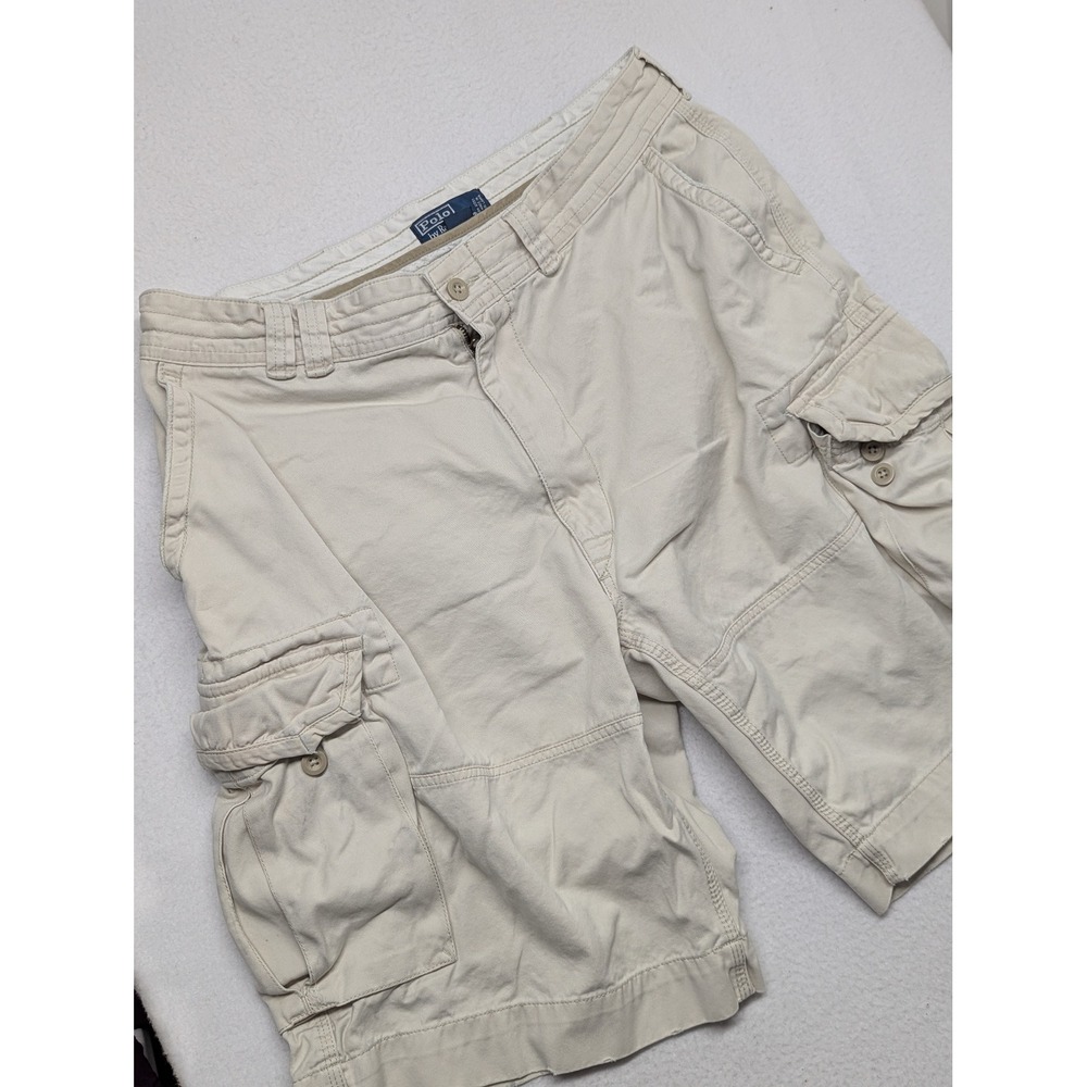Polo Ralph Lauren Mens Size 40 Tan Beige Cotton Twill Cargo Shorts Utility Pony